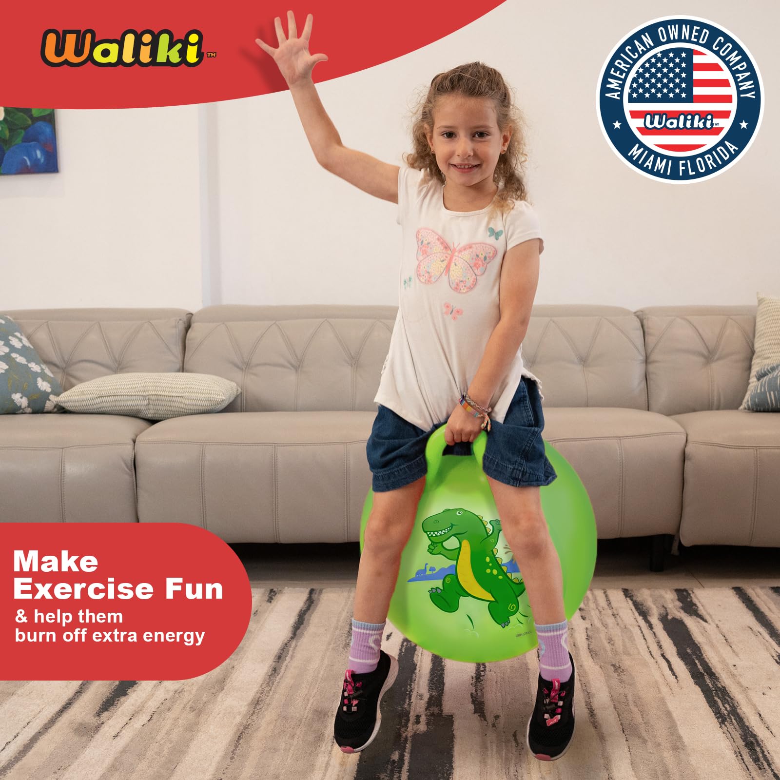 WALIKI Dino Hopper Ball for Kids 3-6 | T-Rex Hippity Hop | Jumping Hopping Ball - Image 9