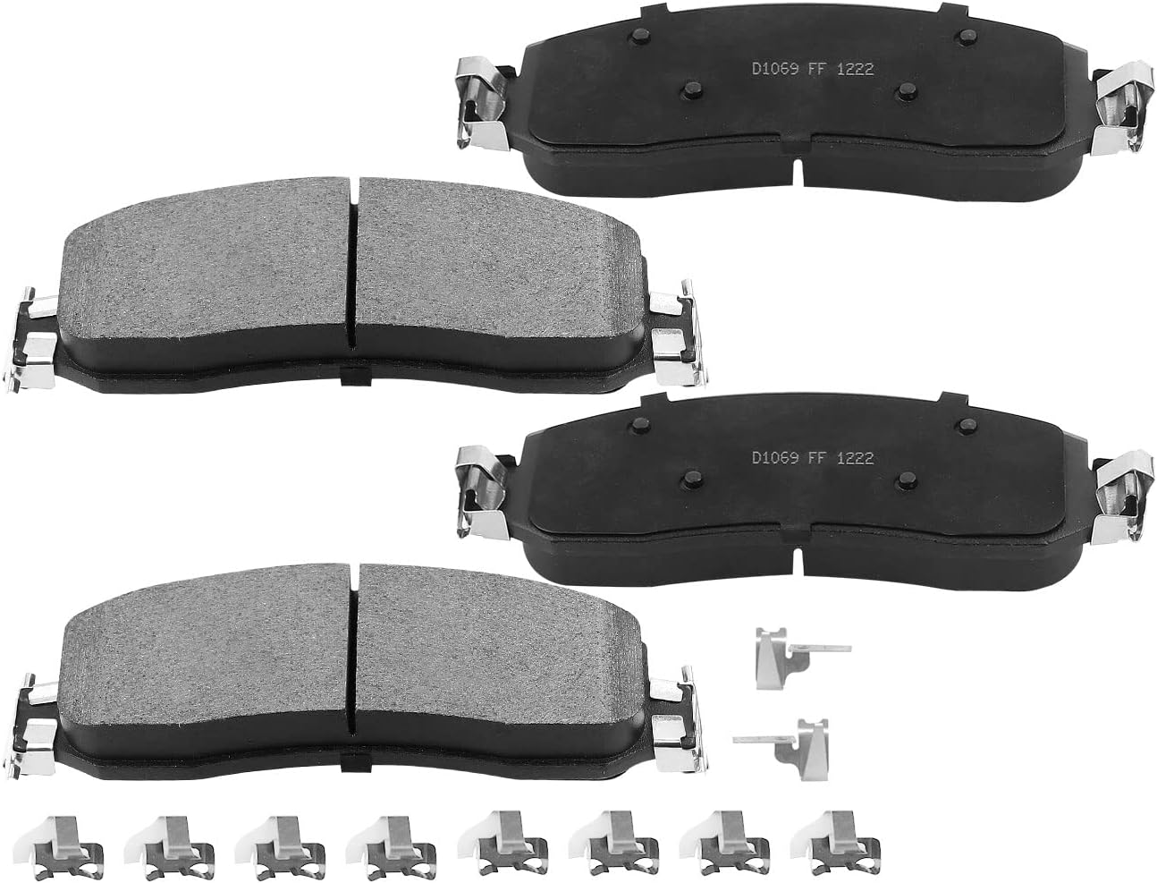 D1069 Front Brake Pads Replacement For Ford F-250 Super Duty 2005-2012, Ford F-350 Super Duty 2005-2012 Ceramic Brake Pads with Hardware Kits 4PCS