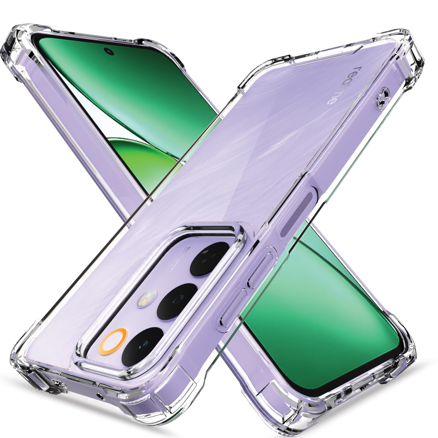Pikkme Back Cover for Realme Narzo 90X 5G / Realme C85 5G / Realme 15X 5G PC + TPU Clear Transparent Raised Edges Shockproof Protective Phone Bumper Case (Transparent)