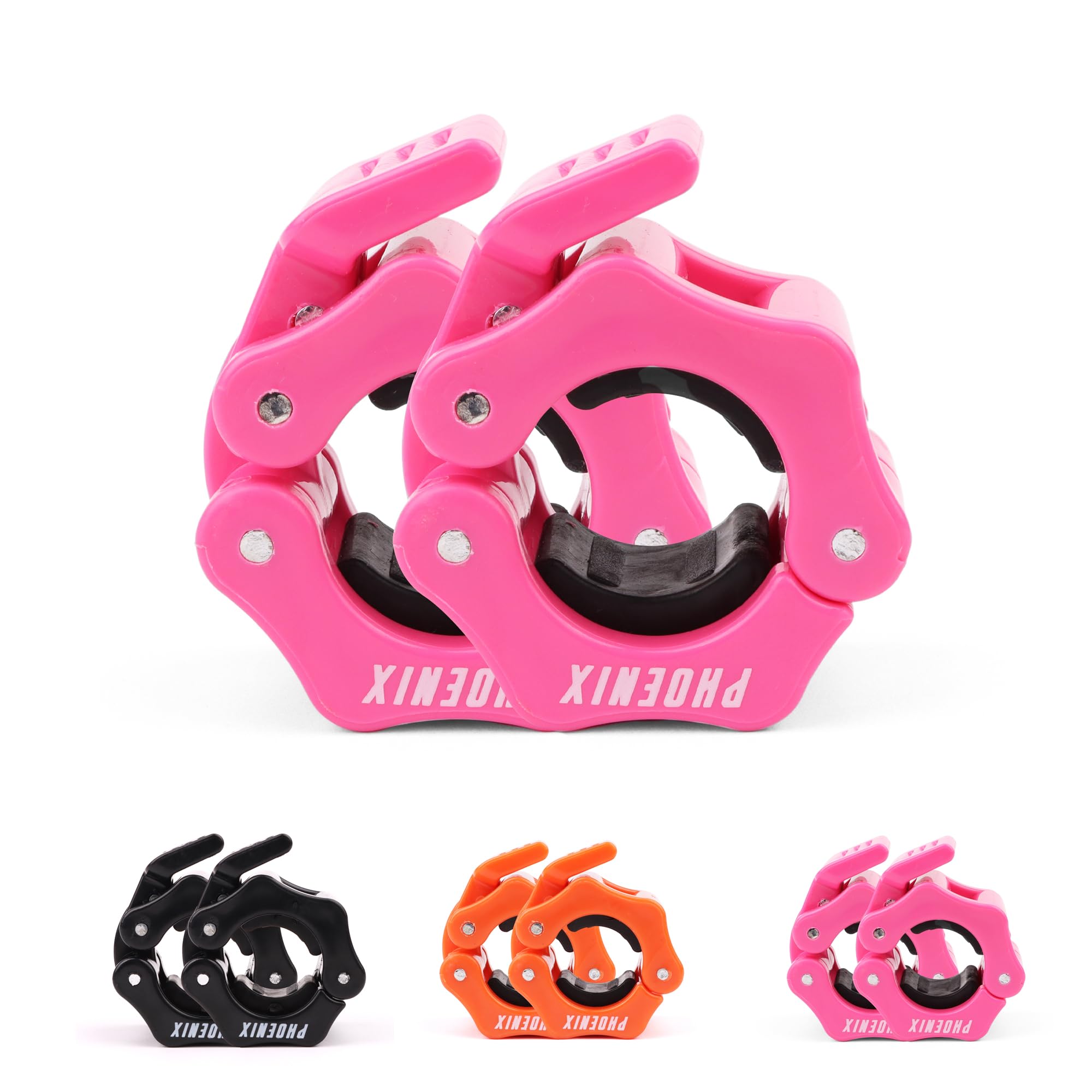 Phoenix Fitness Barbell Clamps, Pair of 1” or 2” Olympic Bar Collars for Weightlifting Bars