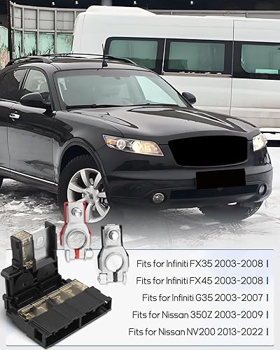 Miniatura 2 de 24380-79913 Fusible de Batería y 24340-7F000 Abrazadera de Terminal Positivo de Batería, Compatible con Nissan 350Z 2003-2009 NV200 2013-2022