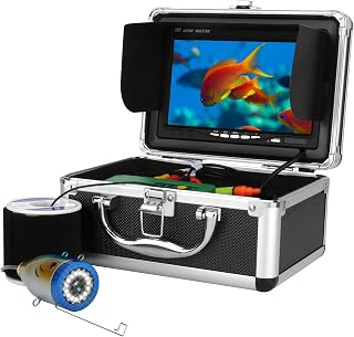 KAKAK Cámara de Pesca submarina de 7 Pulgadas, 15 m, 50 m, 1000 TVL, 15 LED Blancos + 15 lámparas infrarrojas for Pesca en Hielo, mar y río. Adecuado para Baja Visibilidad(50M 30pcs Leds)