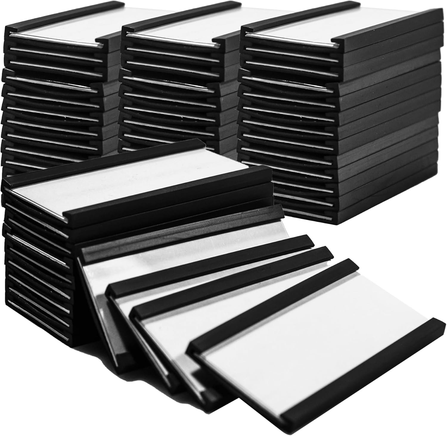100 Pack Magentic Label Holders 1x2 Inch, C Channel