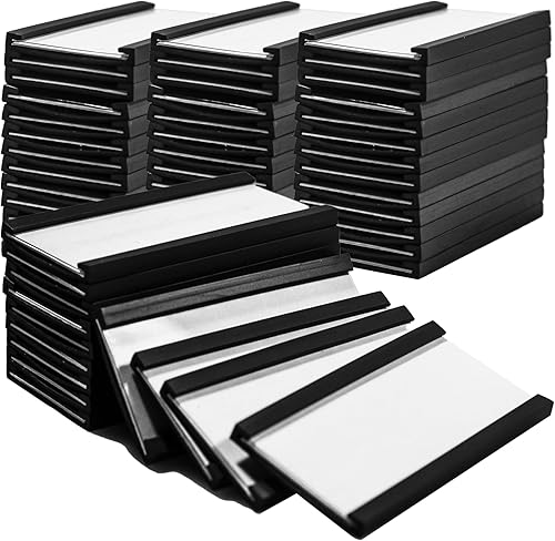 100 soportes magnéticos para etiquetas de 1 x 2 pulgadas con insertos de papel blanco y película de plástico transparente, soportes magnéticos para