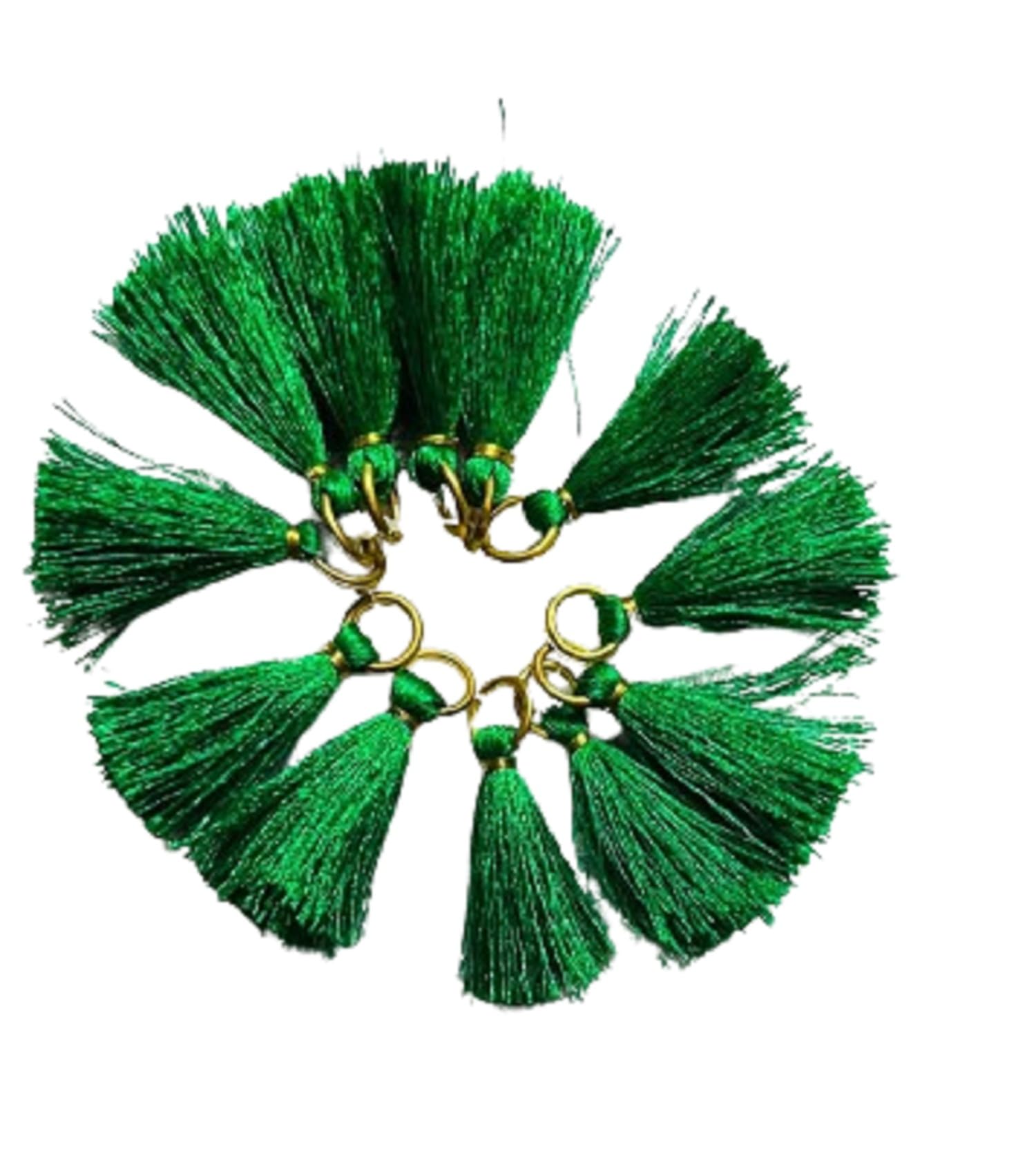 Brand STRI Collection Tassels for Sarees, kuchulu for Sarees Silk Thread Tassel Charms for Craft Good for You to DIY Pendant Pack of 12 pcs,6pairs, Book Mark Tassels (Dark Green)-picture-31