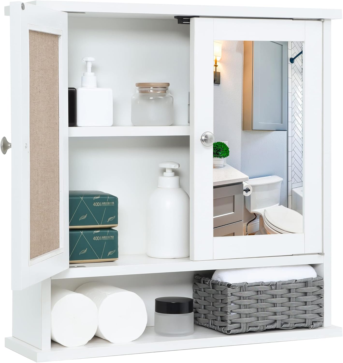 NIUBEST White Bathroom Medicine with Mirror and