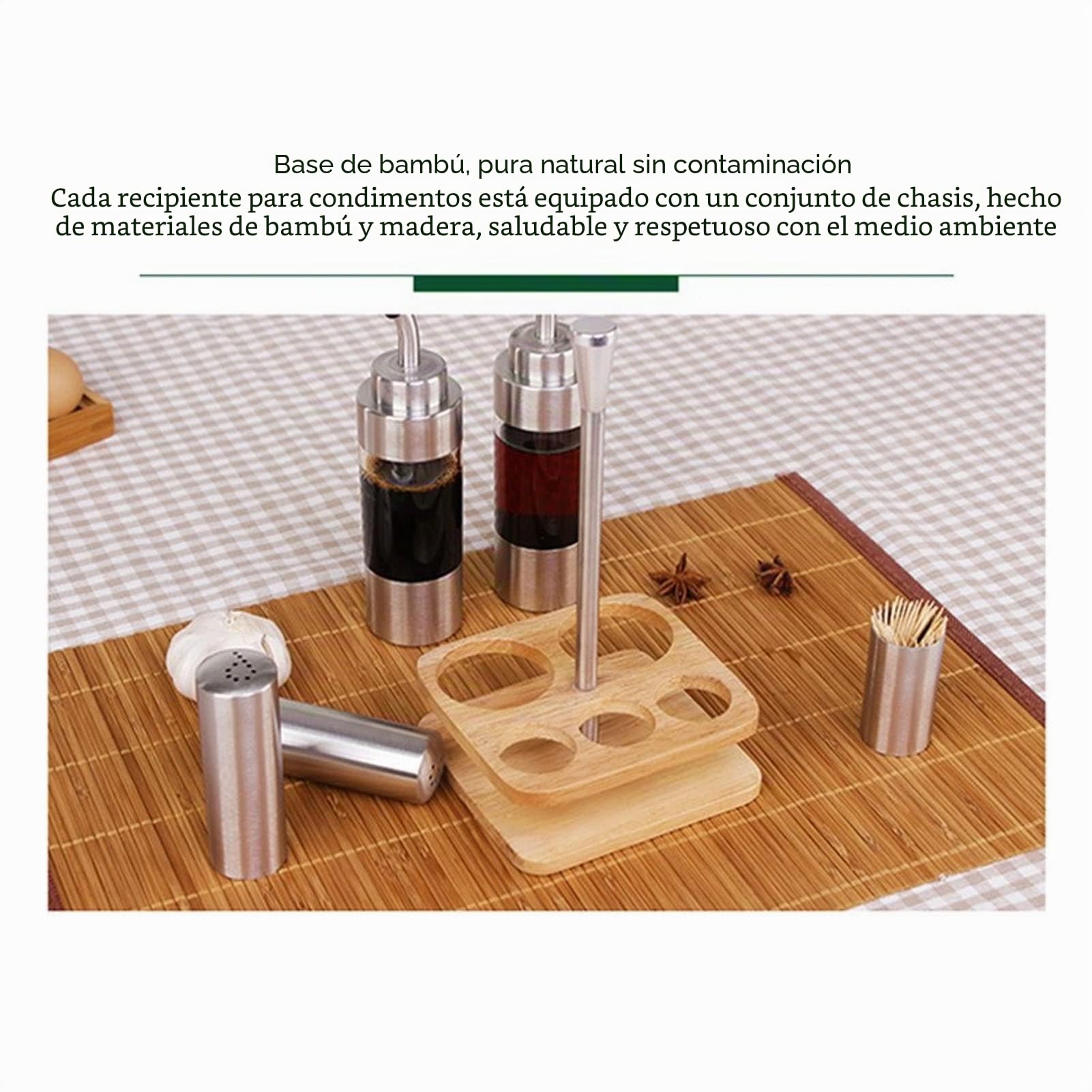 Juego De Dispensador De Aceite, Vinagre, Sal Y Pimienta, Dispensador De Aceite De Oliva, Salero Y Pimentero De Acero Inoxidable, Juego De Botellas De Condimento, Mesa De Cocina, Soporte Para Botella D