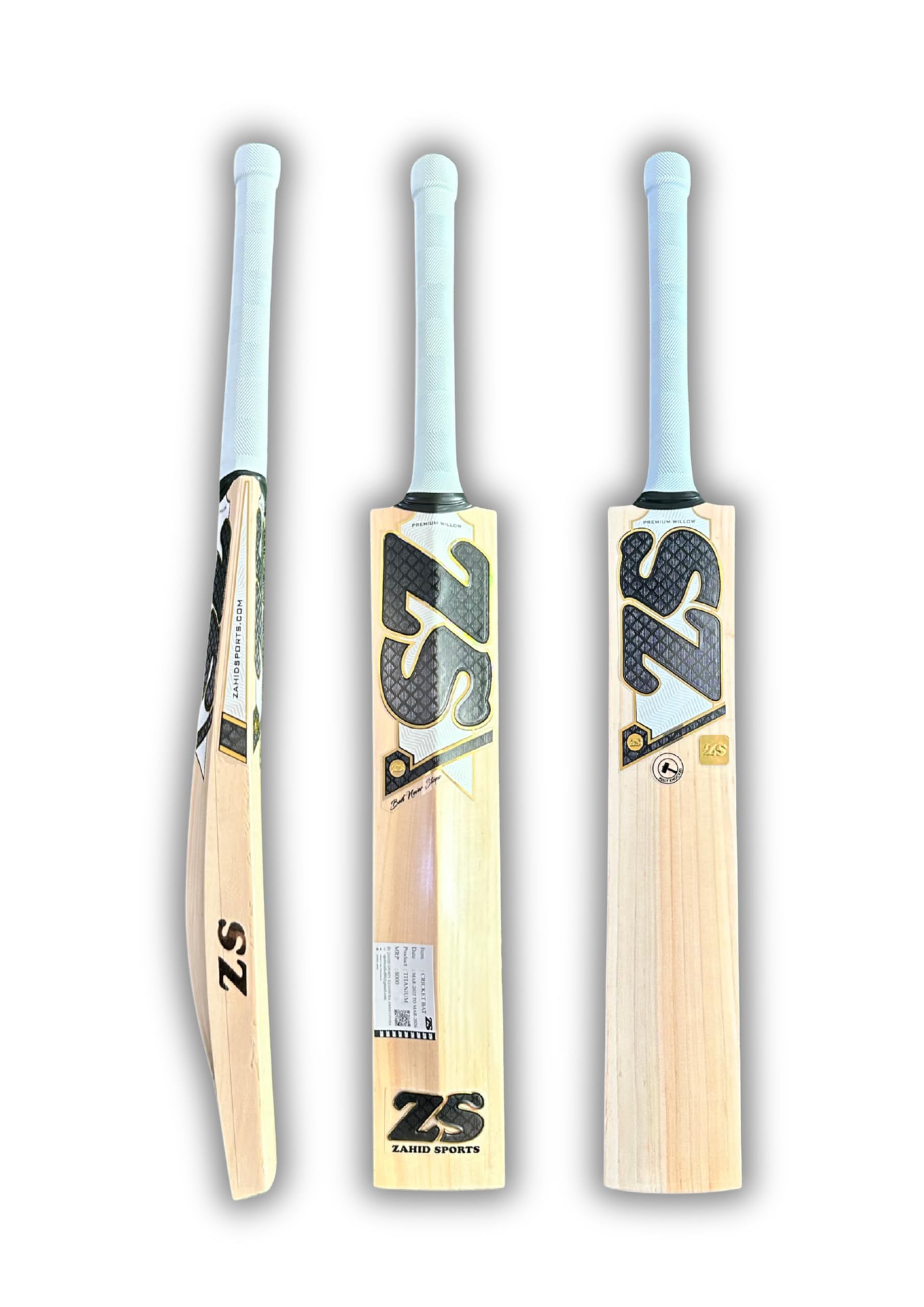 taka18英国製５０R バーバリー BRITTON モダンフィット #8 Zahid Sports Titanium Cricket Bat, Professional Grade, White