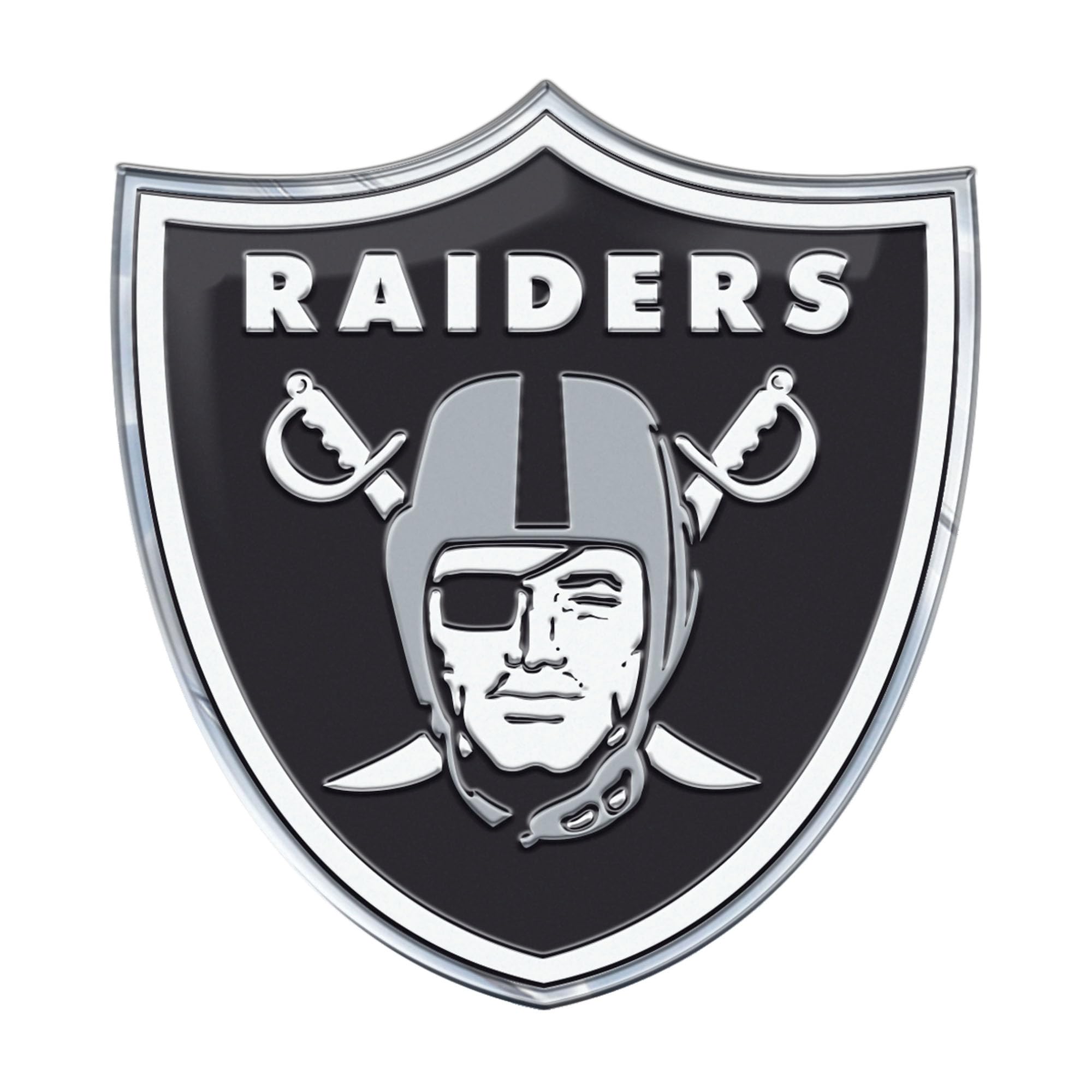 FANMATS 60466 Las Vegas Raiders Heavy Duty Aluminum Embossed Color Emblem, Auto Emblem Decal