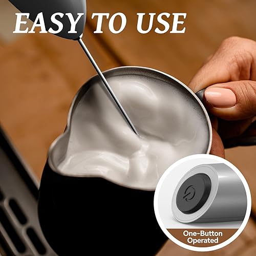 Miniatura 2 de SIMPLETaste Espumador de leche de mano con pilas, mezclador de bebidas con batidor de acero inoxidable para capuchino, café a prueba de balas, café