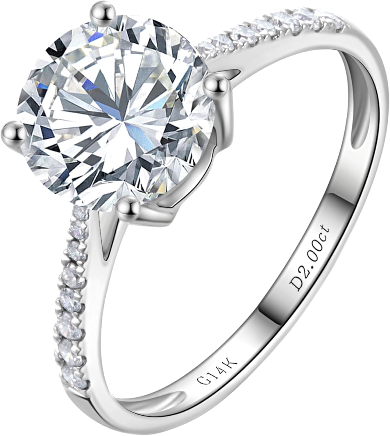 14K White Gold 1-3 Carat Lab Grown Diamond Engagement Ring,IGI Certificate Classic 4-Prong Round Cut with Halo Setting,D-E Color VS1-VS2 Clarity,Wedding Band for Women
