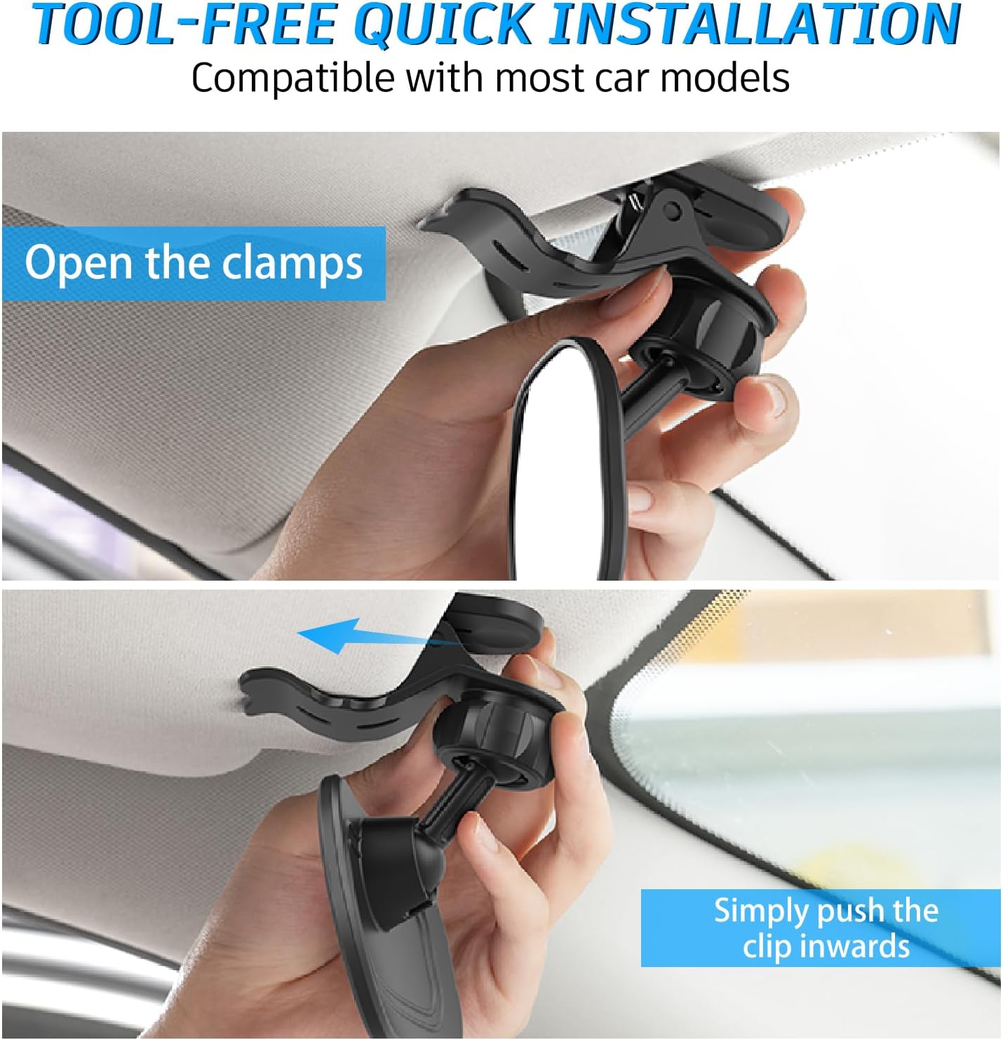 3.5" Rear View Mirror for Car, 360° Rotatable Wide Angle View Mirror, Clip-On Interior Rearview Decor, Blind Spot Mirror, Universal Car Accessories for SUV Truck Interio (1)