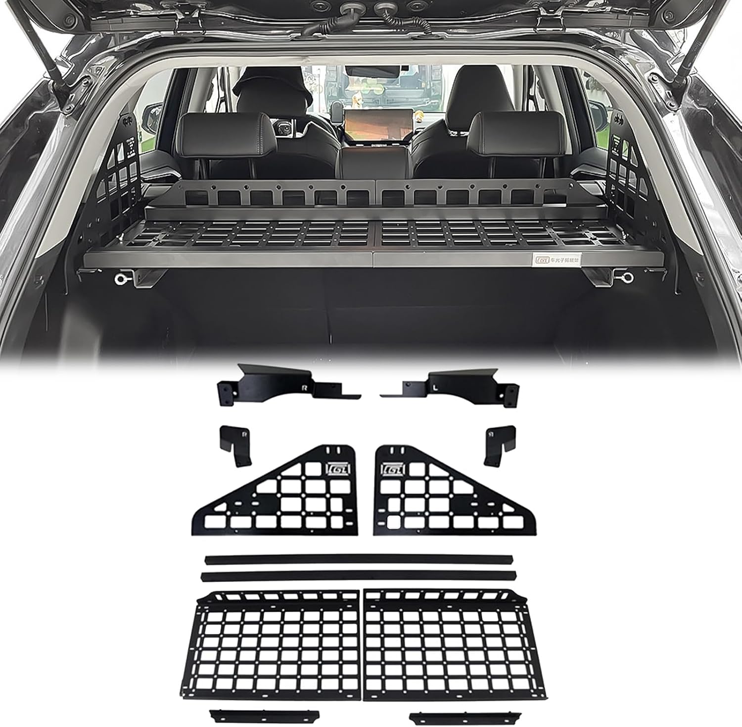 CTH for Toyota RAV4 2019-2025 Car Organizers Modification Molle Panel Storage Panel Trunk Cargo Storage Bracket Luggage Holder Shelf Hanging Shelf Car Accessories (Side + Middle Shelf)