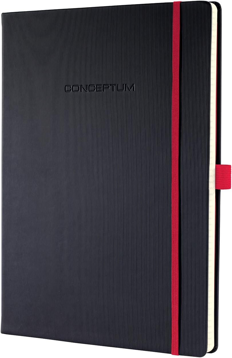 SIGEL CO660 Premium Notebook squaRed, A4, hardcover, Black, Red - Conceptum, black/red, approx. A4