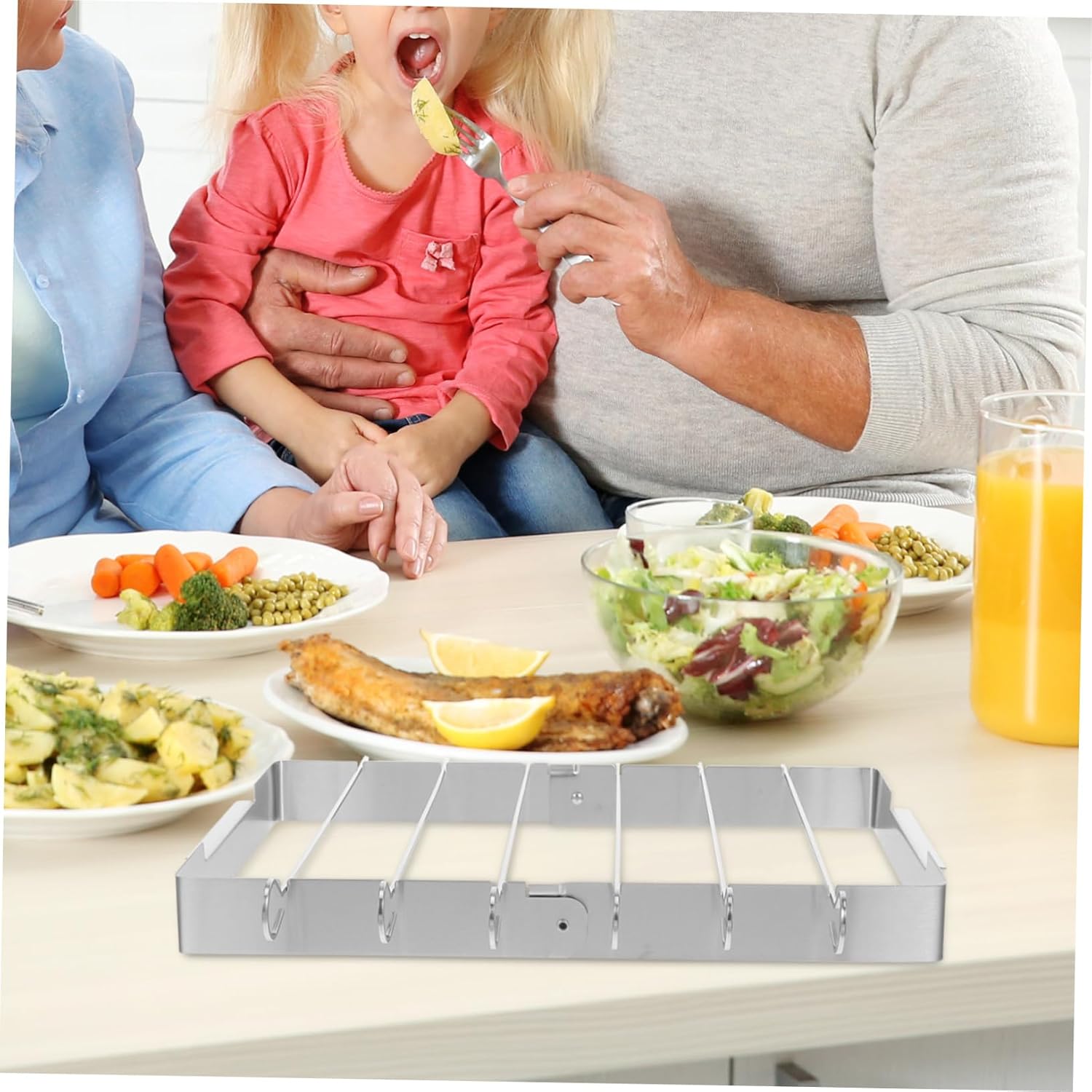 Healifty Stainless Steel Skewer Rack - Folding Barbecue Skewer Kebab Sticks for Grilling Camping Picnics and Backyard Bbq Outdoor Gatherings