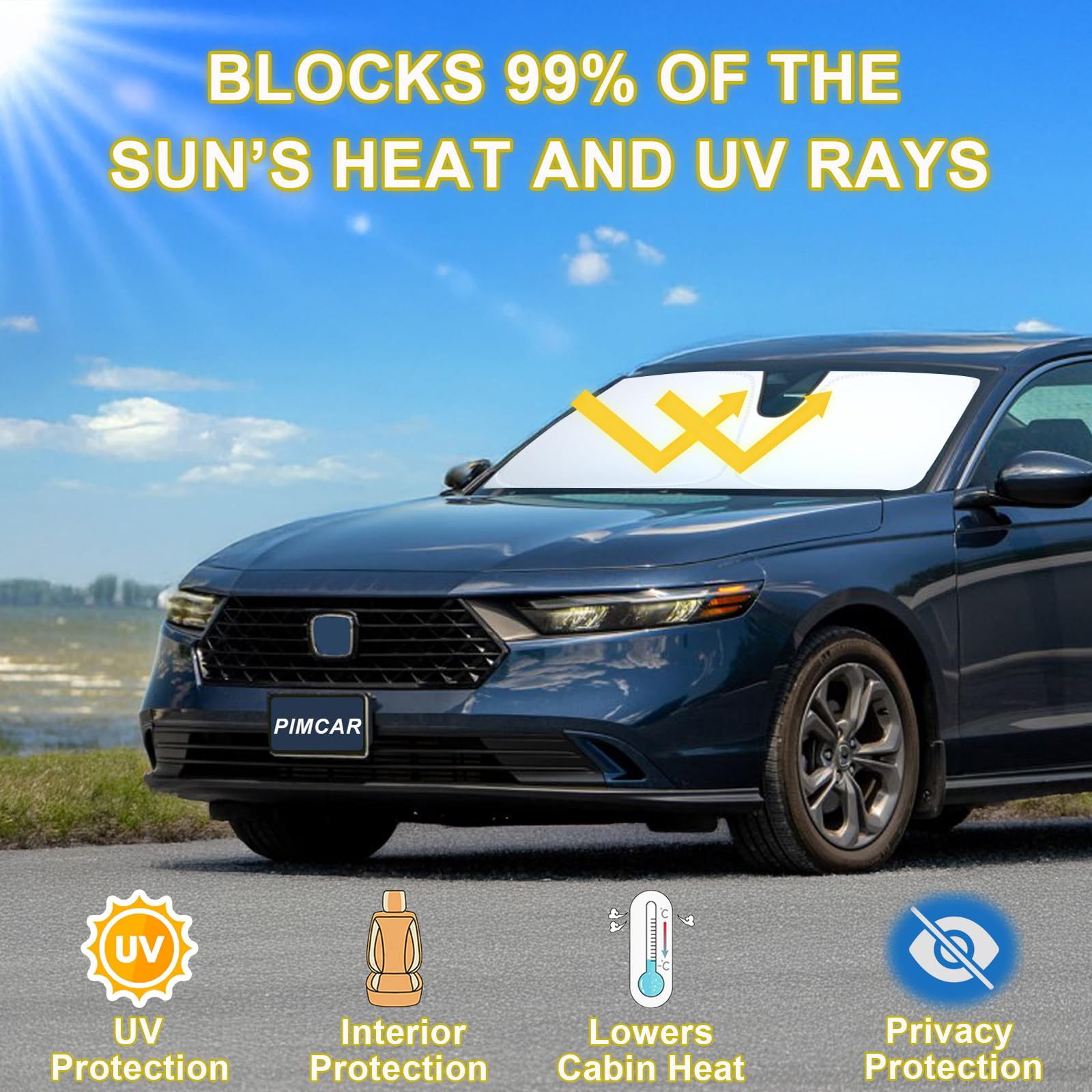 Windshield Sun Shade For Honda Accord 2023 2024 2025 Front Window Sun Visor Protector Honda Accord Accessories Foldable Sunshade Blocks Uv Rays Keeps Car - View #2