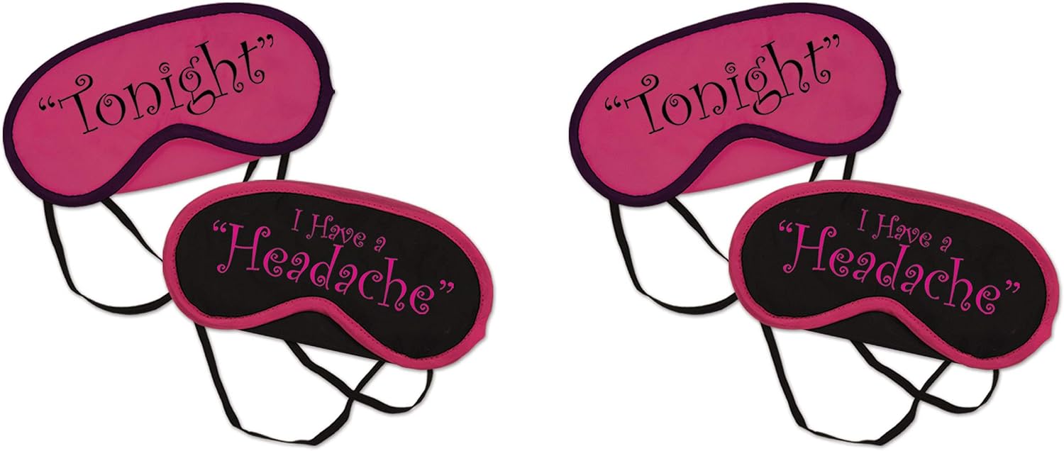 Beistle Mood Masks – Assorted Pink and Black Sleep Eye Masks with Funny Messages for Bachelorette Gags, Pranks, or Bedroom Humor, Elastic Straps Attached, Adult Size