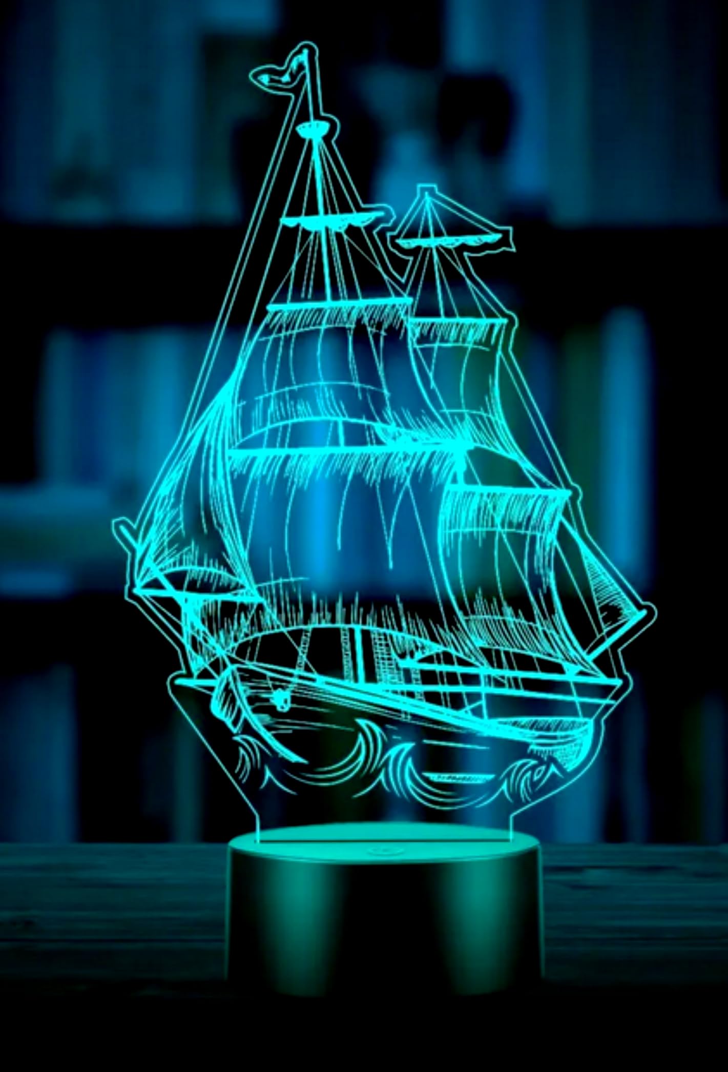 SWTZEQ 3D Luce notturna per bambini barca a vela Led Illusion Lampada 16 Colori Controllo Tattile con telecomando, per uomini ragazzi Decorazione Da Comodino lampada