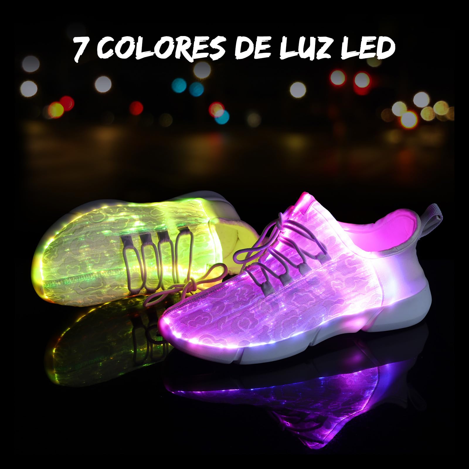 Shinmax Fiber Optical - Zapatos LED para Hombre y Mujer, 10 Colores, Carga USB, Luminosos, Ligeros, para Halloween, Navidad, Fiestas, cumpleaños
