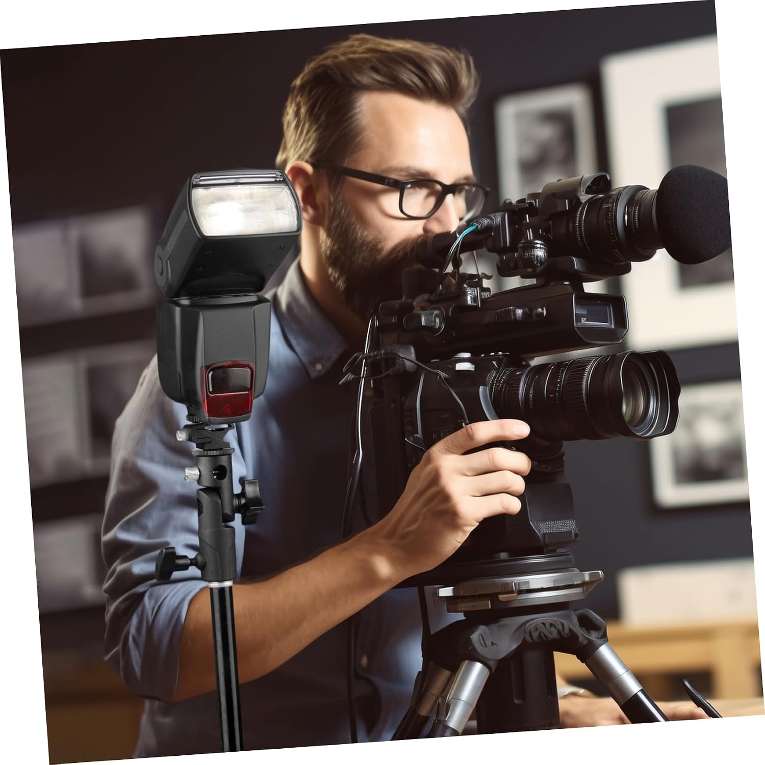 HOMSFOU Flash Stand for Tripod Softbox Bracket Flash Bracket Umbrella Mount Socket Vertical Horizontal Compatible Video Led Light