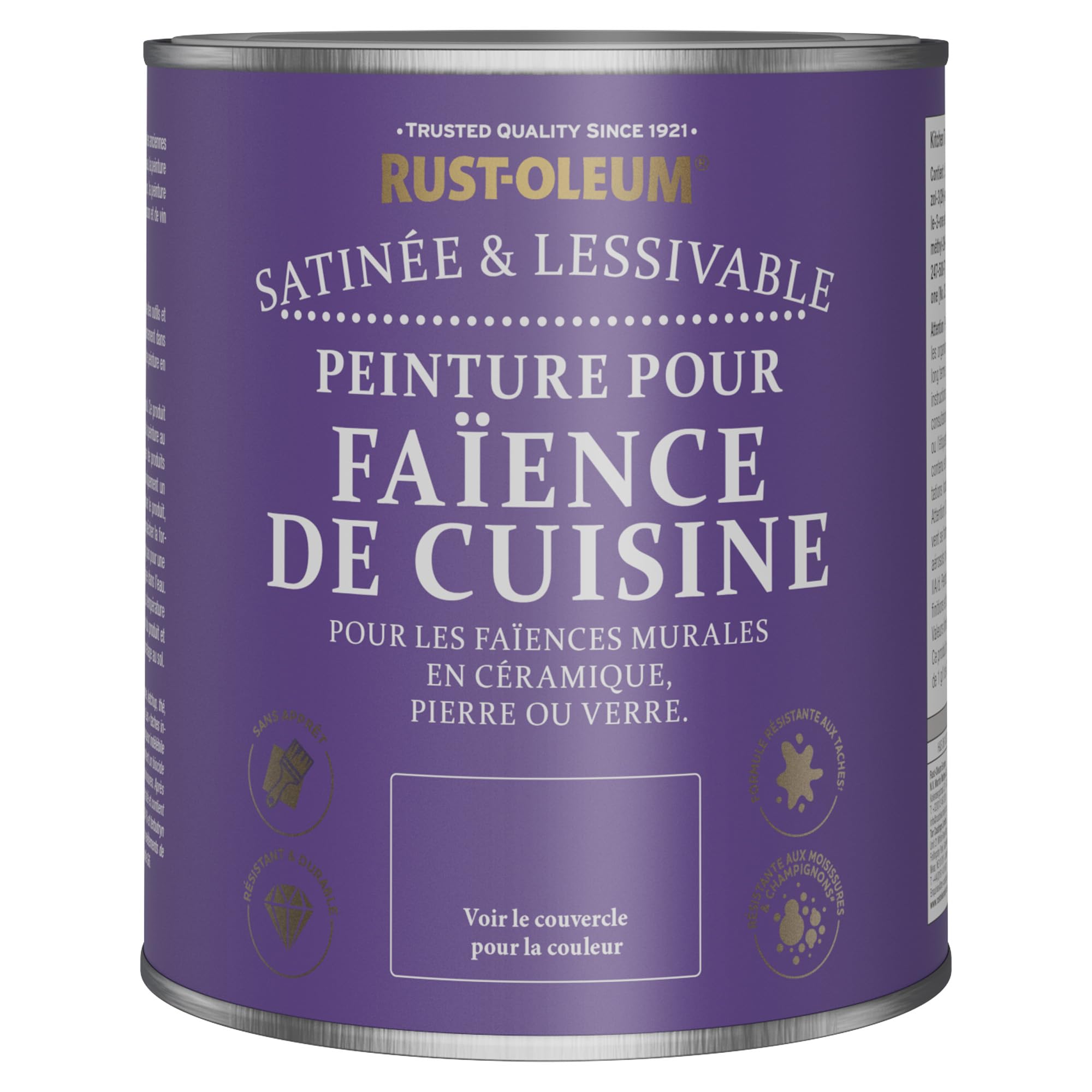 Rust-Oleum Peinture Blanche Résistante à l'eau pour Faïence de Cuisine, Finition Satinée - Crème Fouettée 750ml