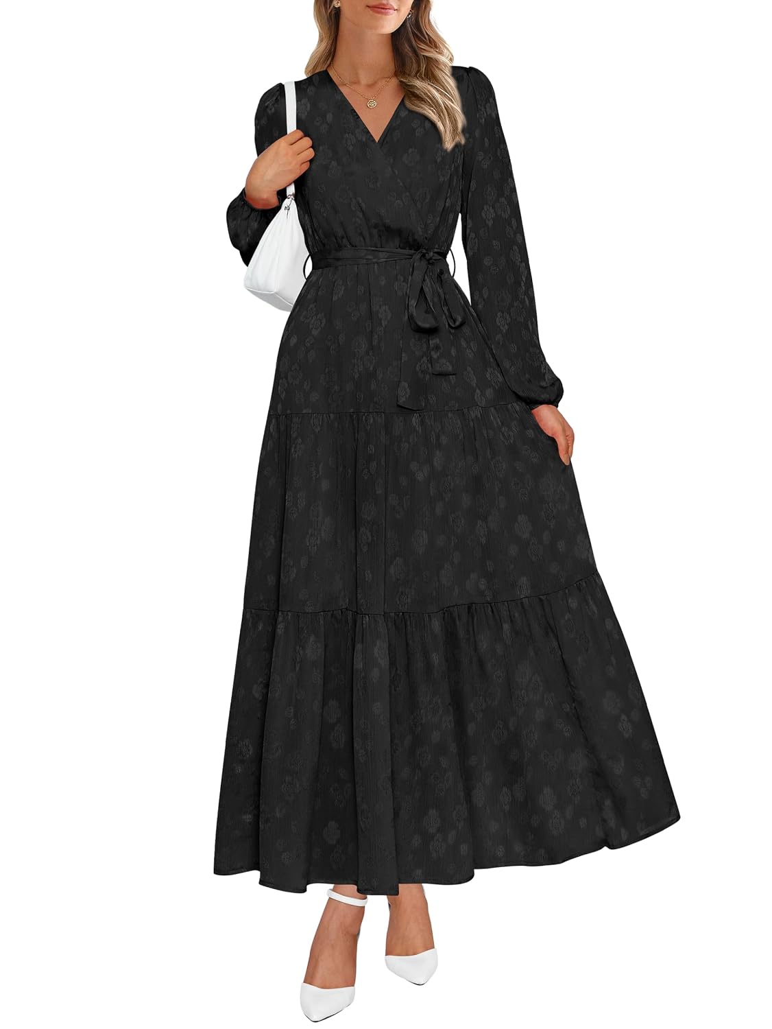 PRETTYGARDEN Wrap V Neck Floral Maxi Dress - Image 9