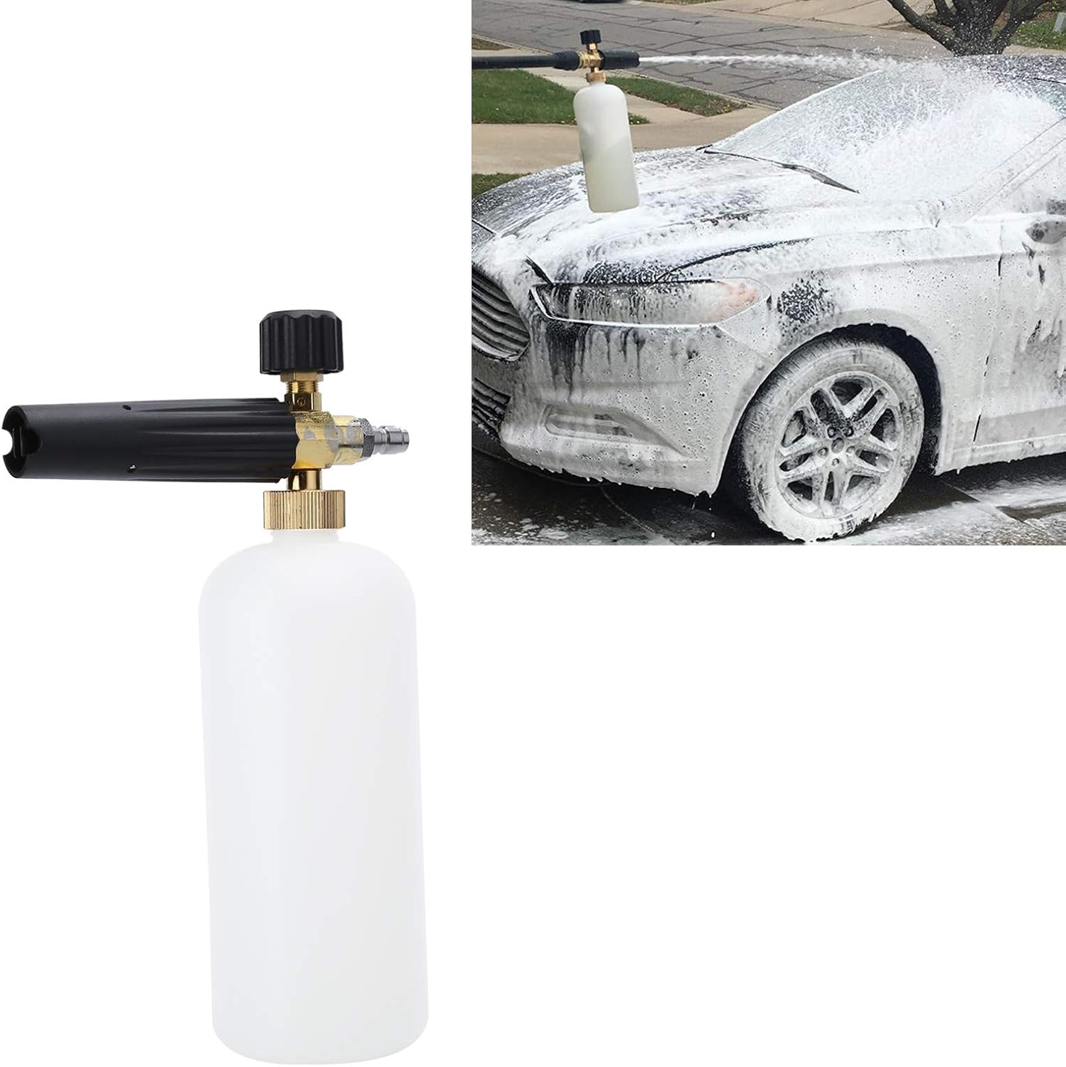 Foam Cannon for Pressure Washer with 1/4" Quick Connector - High Pressure Car Wash Sprayer, 16.4ft Spray Distance, Adjustable Nozzle for Car Detailing, House & Garden Cleaning (11.0x6.7in)