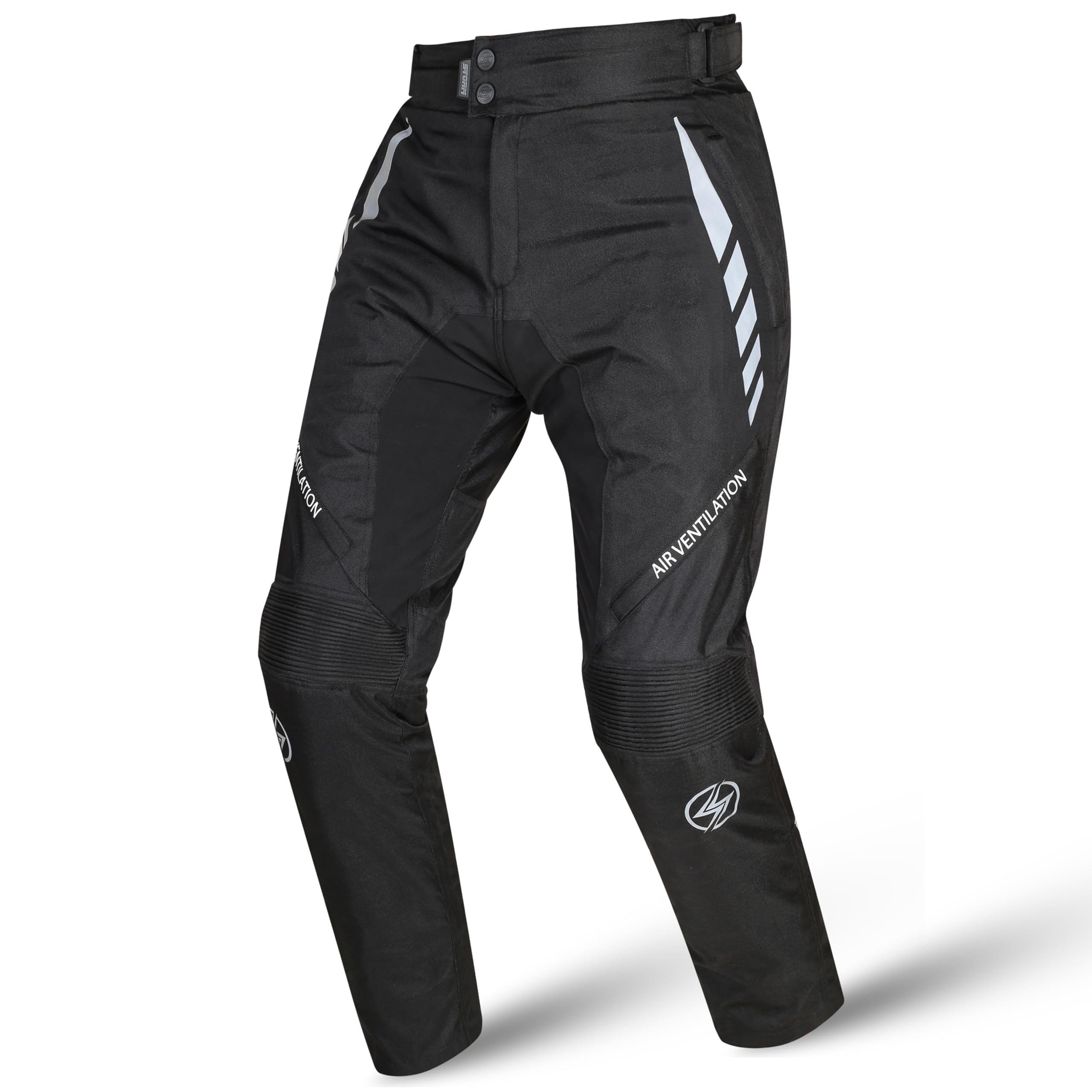Generico Pantaloni Moto Uomo 3 Strati 4 Stagioni Tecnico con Protezioni CE Rimovibili, Impermeabili con Fodera Removibile