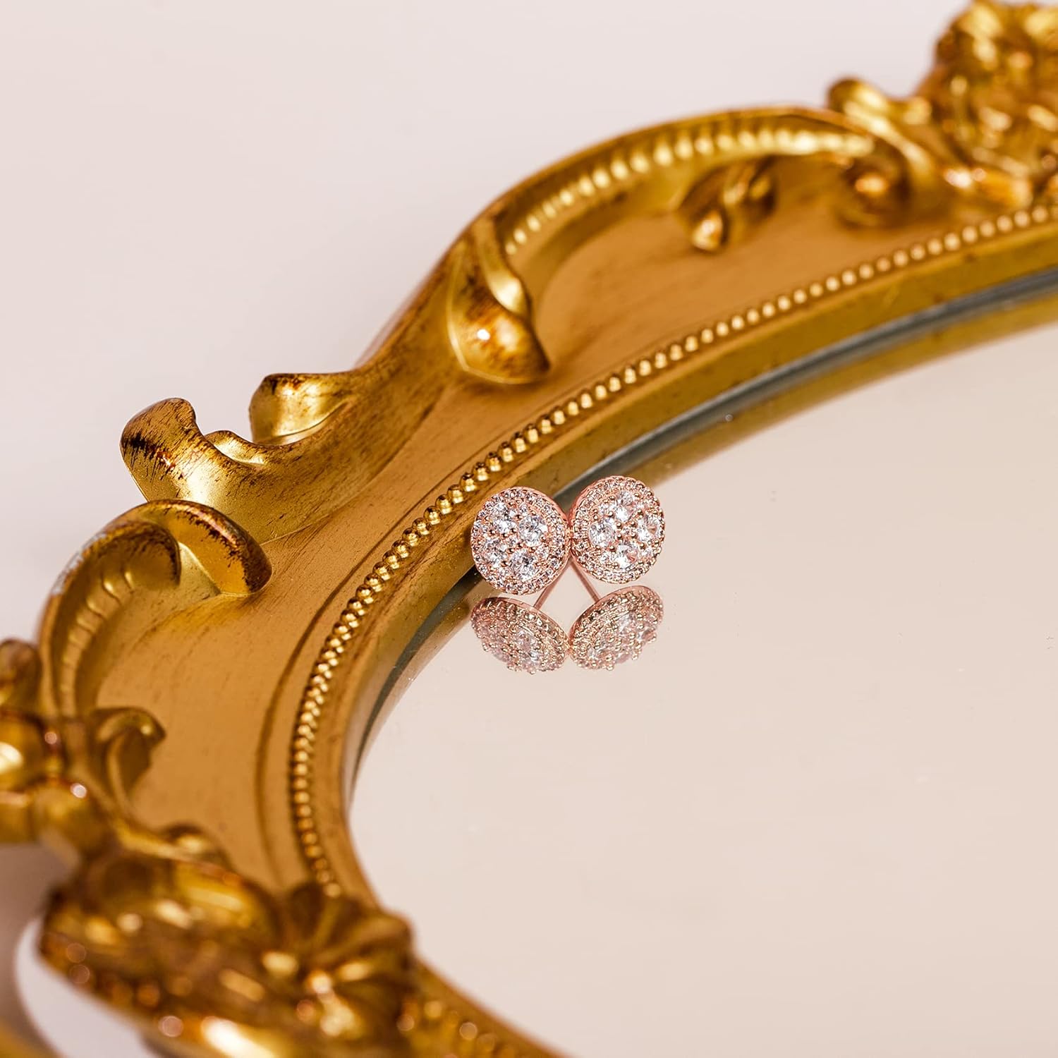 PAVOI 14K Gold Plated 925 Sterling Silver Post Stud Earrings for Women | Pave CZ Mini Disc | Gold Earrings for Women - Image 3