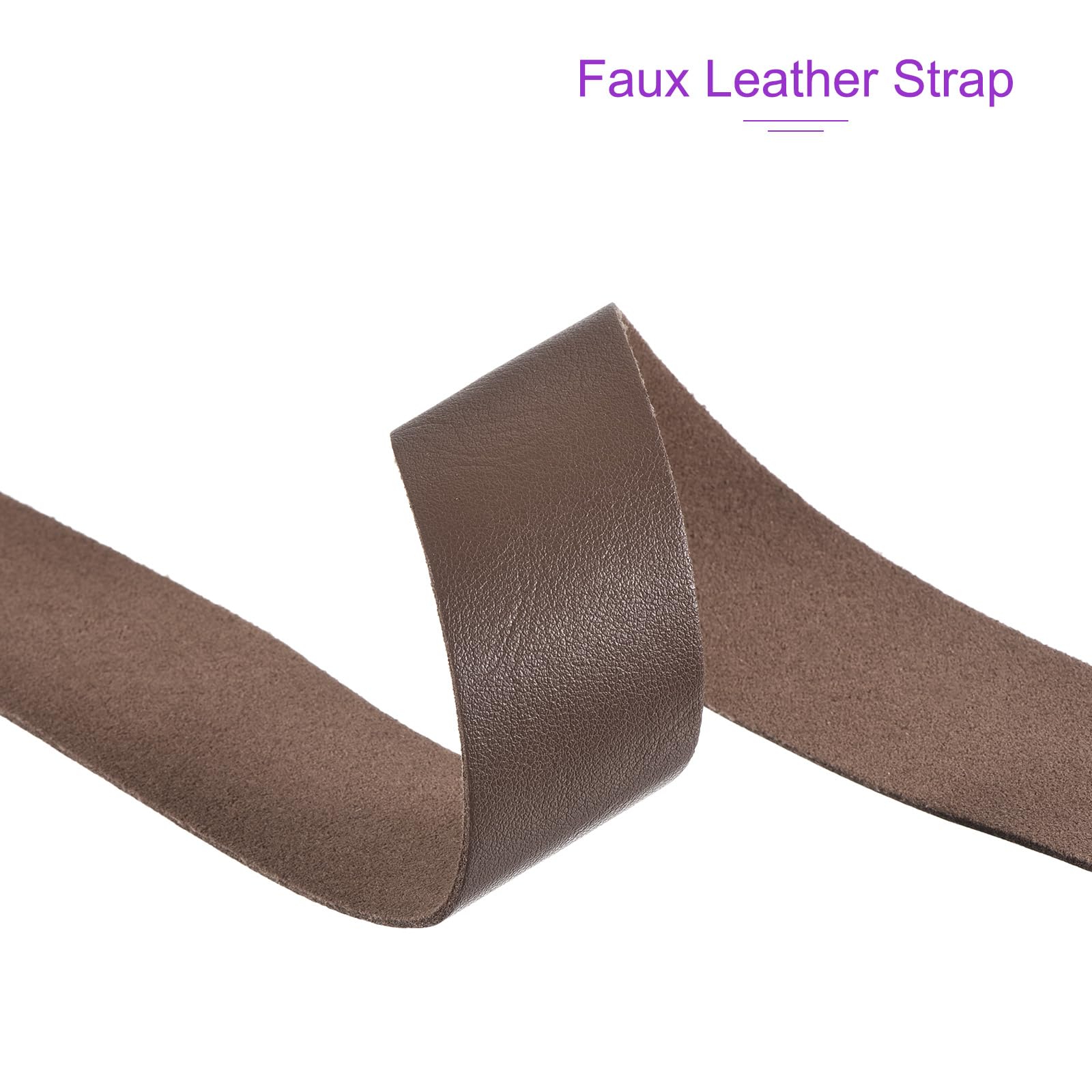 DMiotech Brown Faux Leather Strap 1.2 Inch Wide 78 Inch Long Flat Leather Belt Strip 1.3mm Thick Single Sided Cord for Arts Craft DIY Traction Ropes - Image 4
