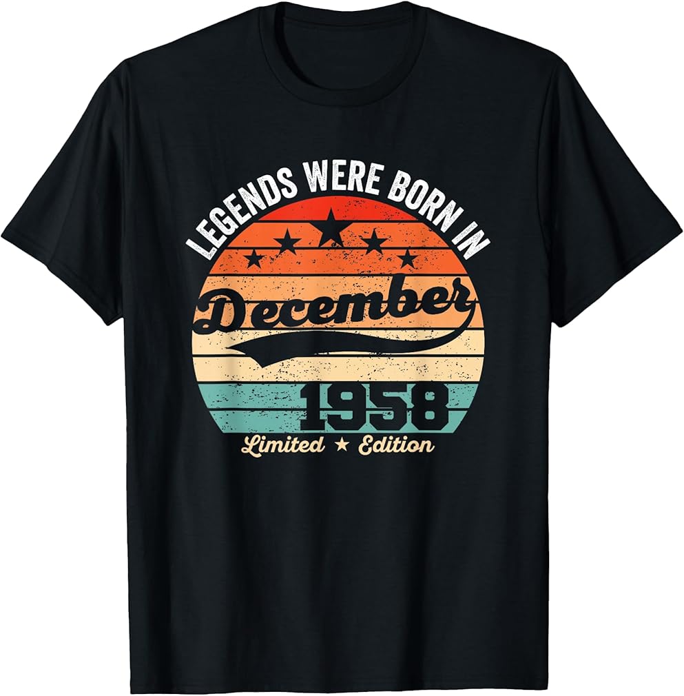 Vintage 67th Birthday Legends were Born in December 1958 T-Shirt