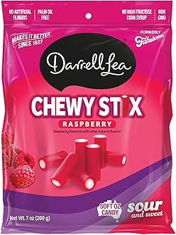 Darrell Lea Fabulicious Sour Candy Stix, Soft and Tangy, No Artificial Flavors, Palm Oil Free, Made in Australia, Shareable (Sour Raspberry, 7 Ounce (Pack of 1))
