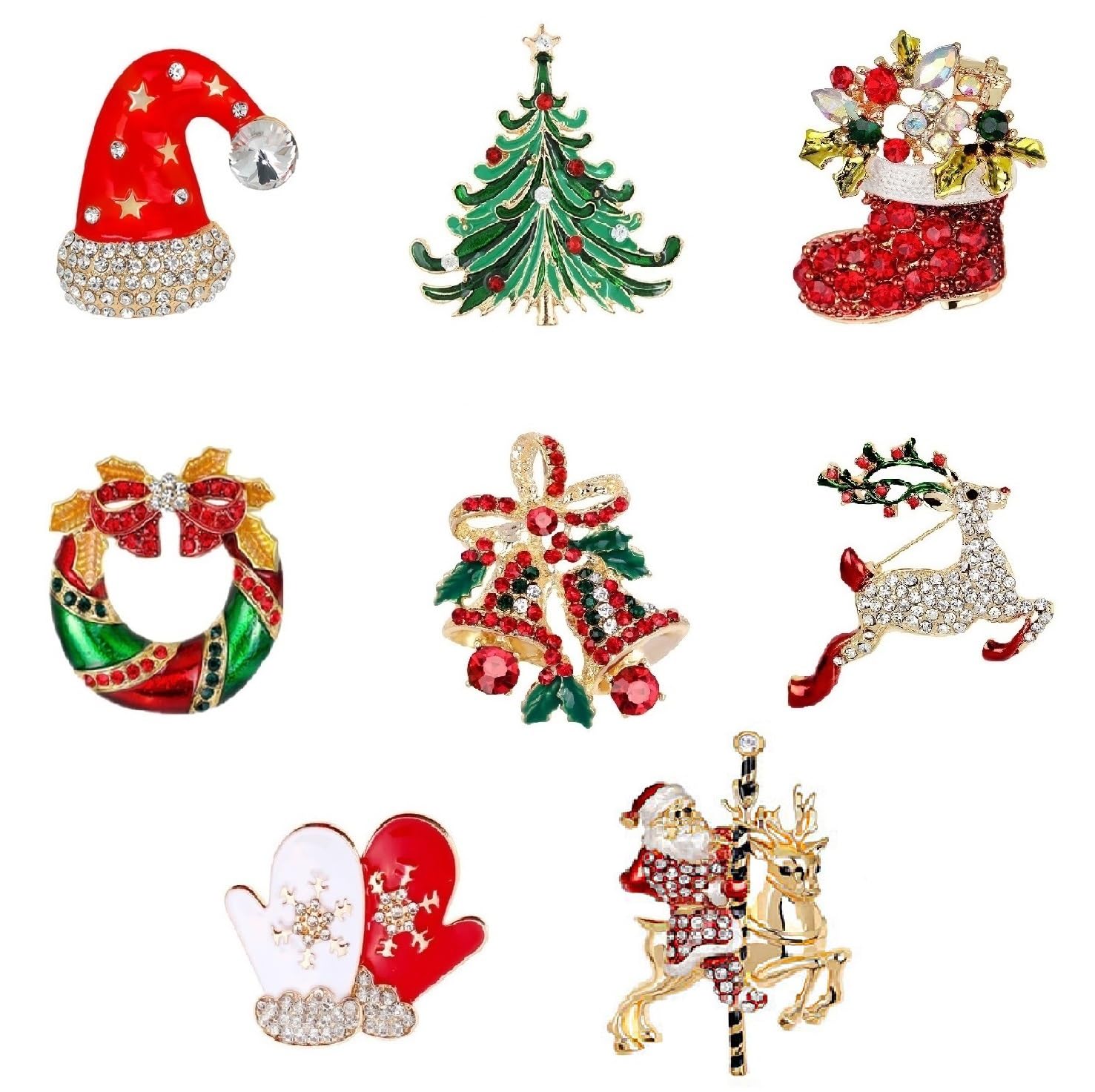Amazon | Bethany Home クリスマス ブローチ 8個セット ブローチピン