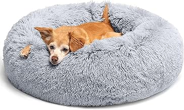 Dog Bed, Fluffy Round Dog Bed, Washable Pet Bed with Non-Slip Bottom for Large Medium Small Dogs 70cm Light Grey