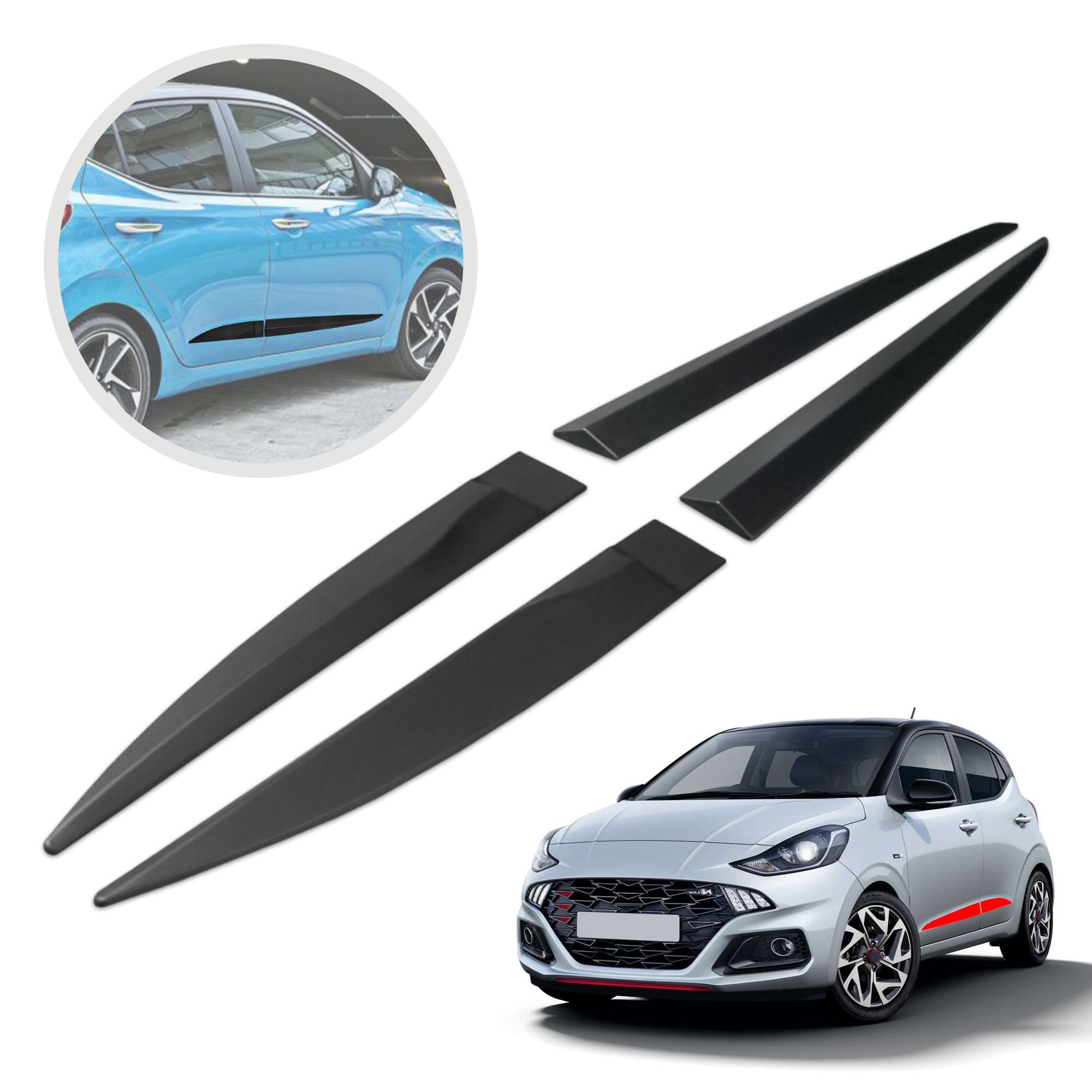 CHROMEMASTER | Schutzleisten für Autotüren Kompatibel mit Hyundai i10 5 Türen Hatchback ab Bj. 2020 | Kunststoff Dekorative Seitenleisten schützen Lack und Fahrzeugtüren vor Kratzer und Beschädigung