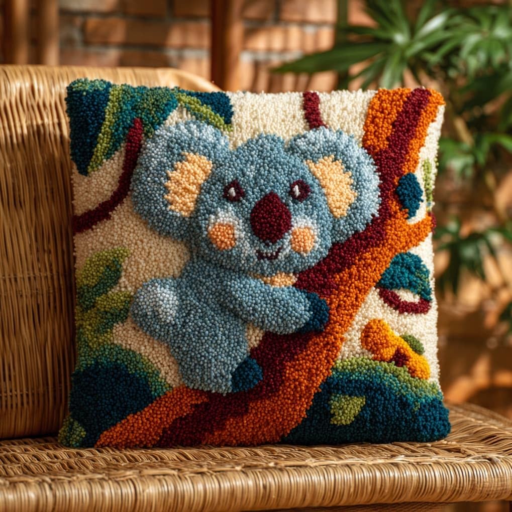 Wallustrioaw Koala Animals Latch Hook Kits Pillow For Adults,