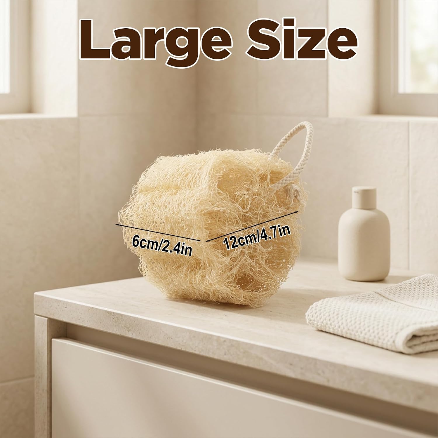 Tyqour Large Egyptian Natural Loofa for Body, Natural Loofah Sponge
