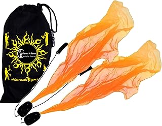 Flames 'N Games ANGEL POI Set (Orange) Practice Poi AKA Scarf Spiral Poi + Travel Bag