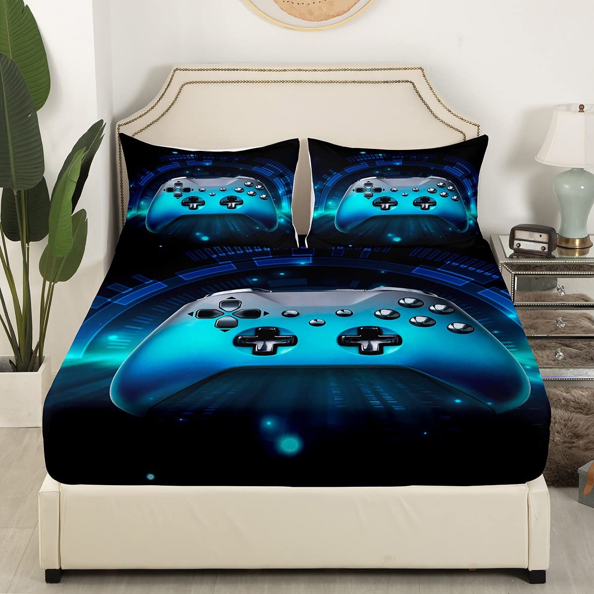 Loussiesd Gamer - Lenzuolo con angoli elasticizzati, 90 x 200 cm