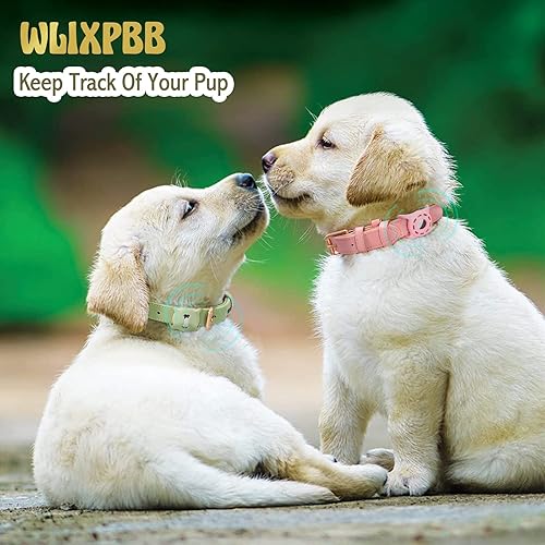Miniatura 2 de WLIXPBB Airtag - Collar de cuero para perro pequeño mediano y grande ajustable de cuero suave acolchado collar de hebilla de metal resistente con