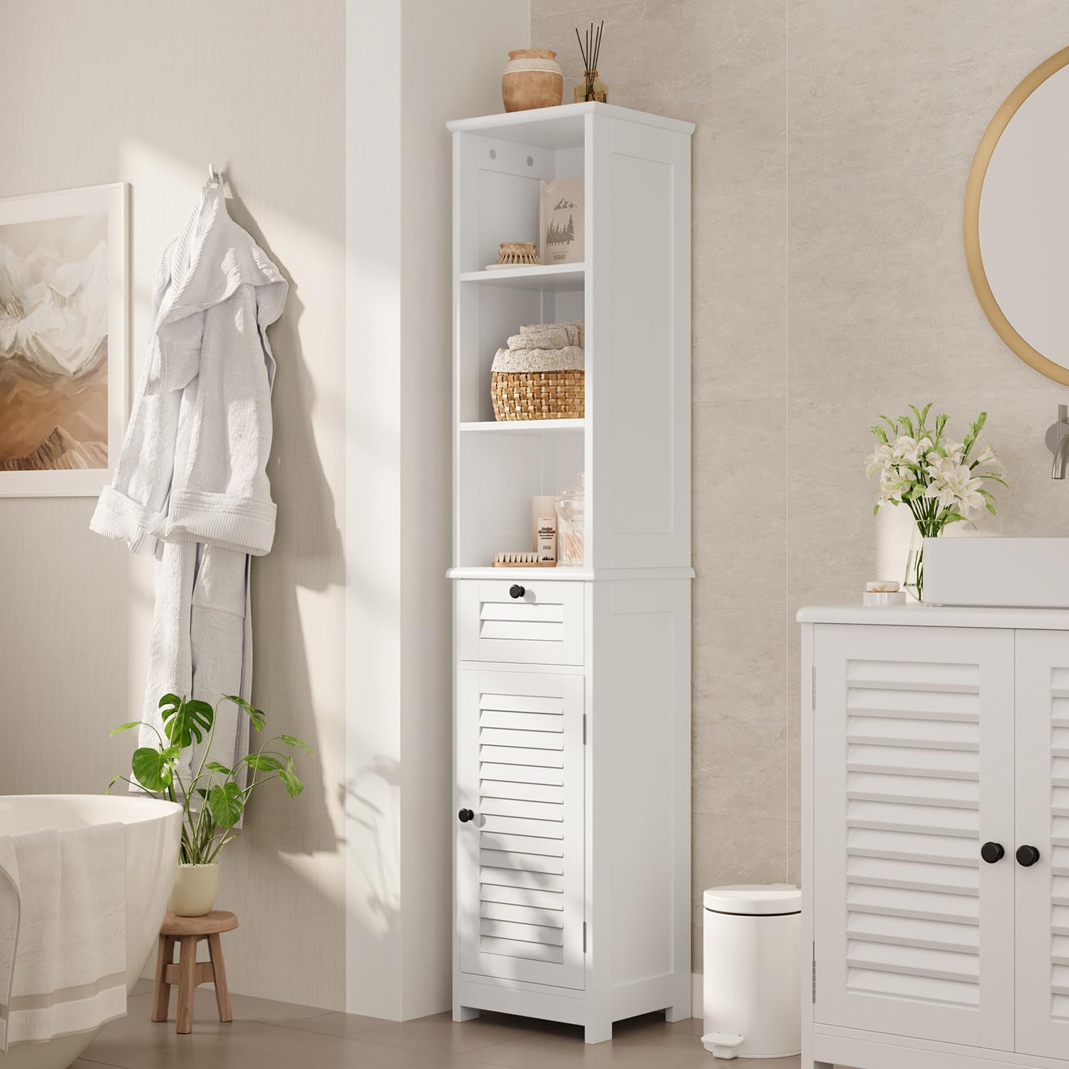 Xbro Colonne Salle de Bain Meuble de Rangement avec Tiroir