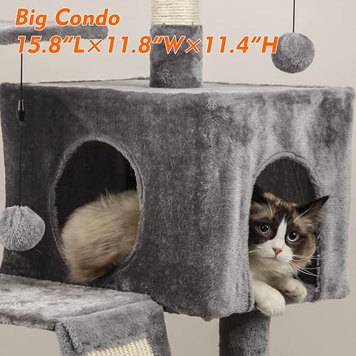 Miniatura 6 de Torre para gatos de 40.2 pulgadas de varios niveles para gatos de interior, árbol alto para gatos con postes rascadores cubiertos de sisal y