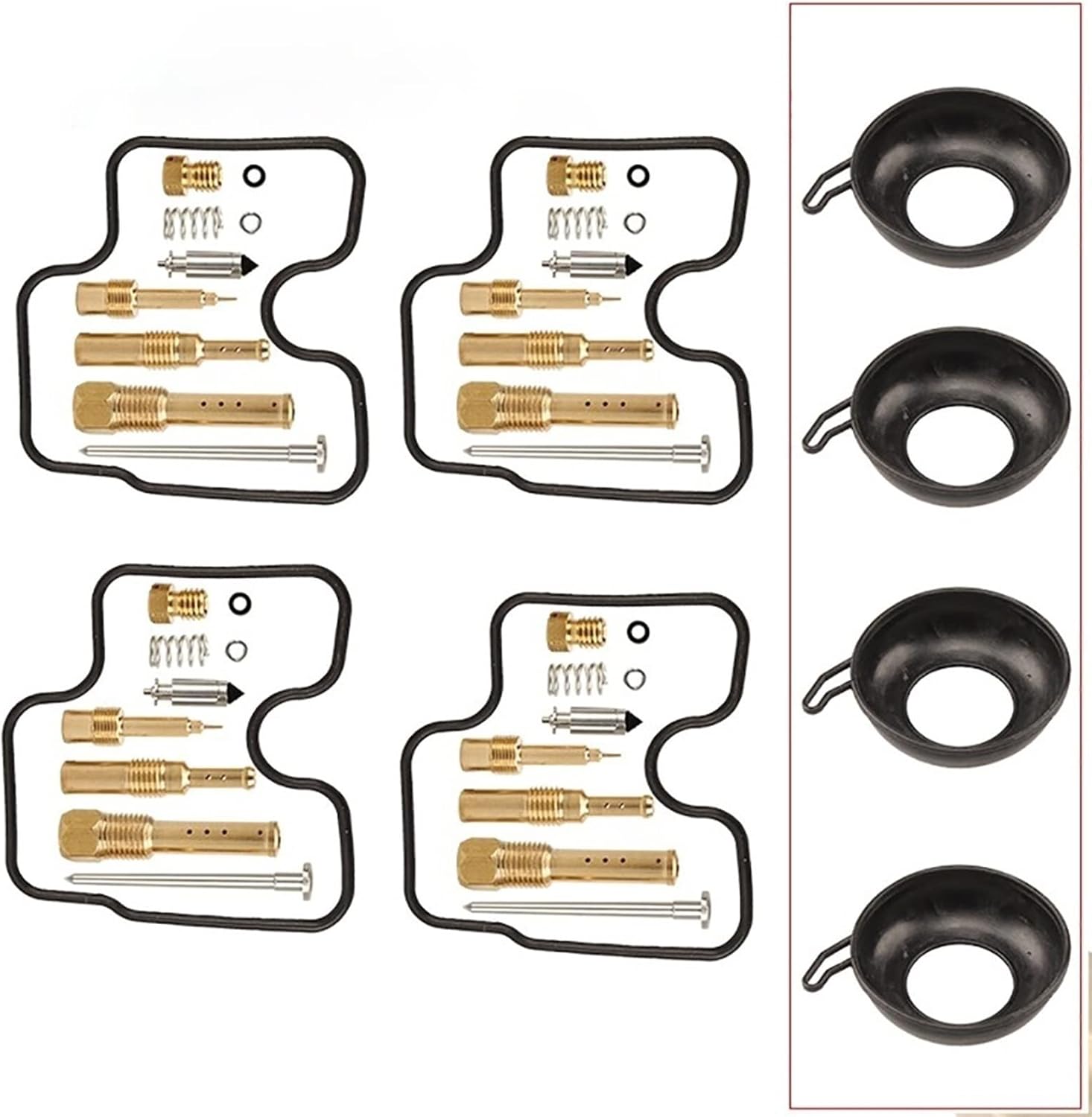 4 Sets Motorcycle Carburetor Carb Repair Fix Kit Rebuild Replacement Parts Plunger Diaphragm Tool for CB400 CB 400 1992-1998(4 sets and Diaphragm)