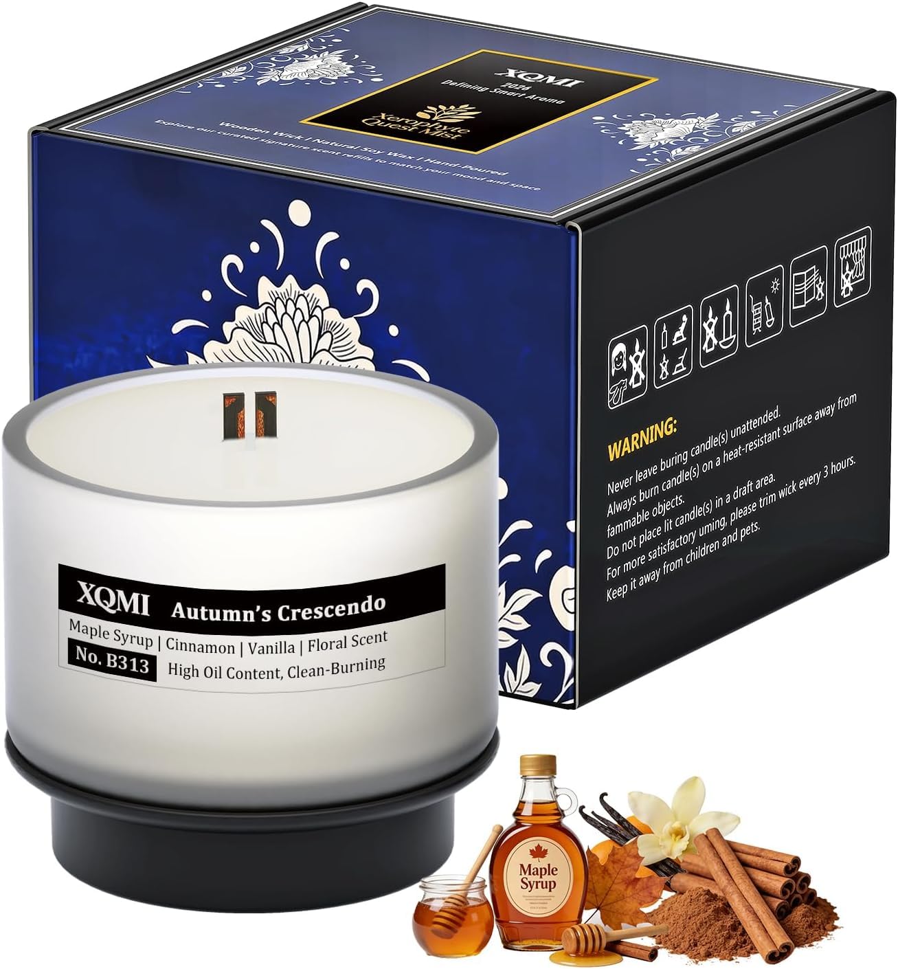 Świece zapachowe do domu, pachnące świece do aromaterapii, zestaw upominkowy dla kobiet i mężczyzn, wosk sojowy, czas palenia 35 godzin, syrop klonowy, cynamon, wanilia, zapach kwiatów