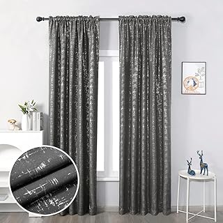 Taisier Home Silver Bedroom Curtains - Light Filtering Drapes, Dark Grey...