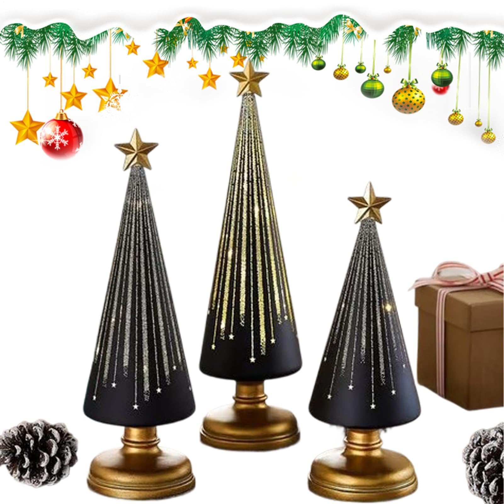 Étoiles d'arbre de Noël décoration salon chambre dortoir voiture fête 3pcs