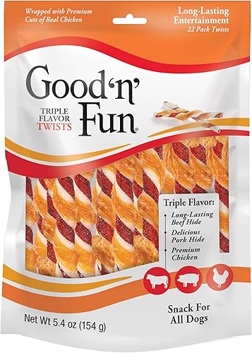 Miniatura 8 de Good 'N' Fun Golosinas de cuero crudo de triple sabor para perros, 22 unidades (paquete de 7)