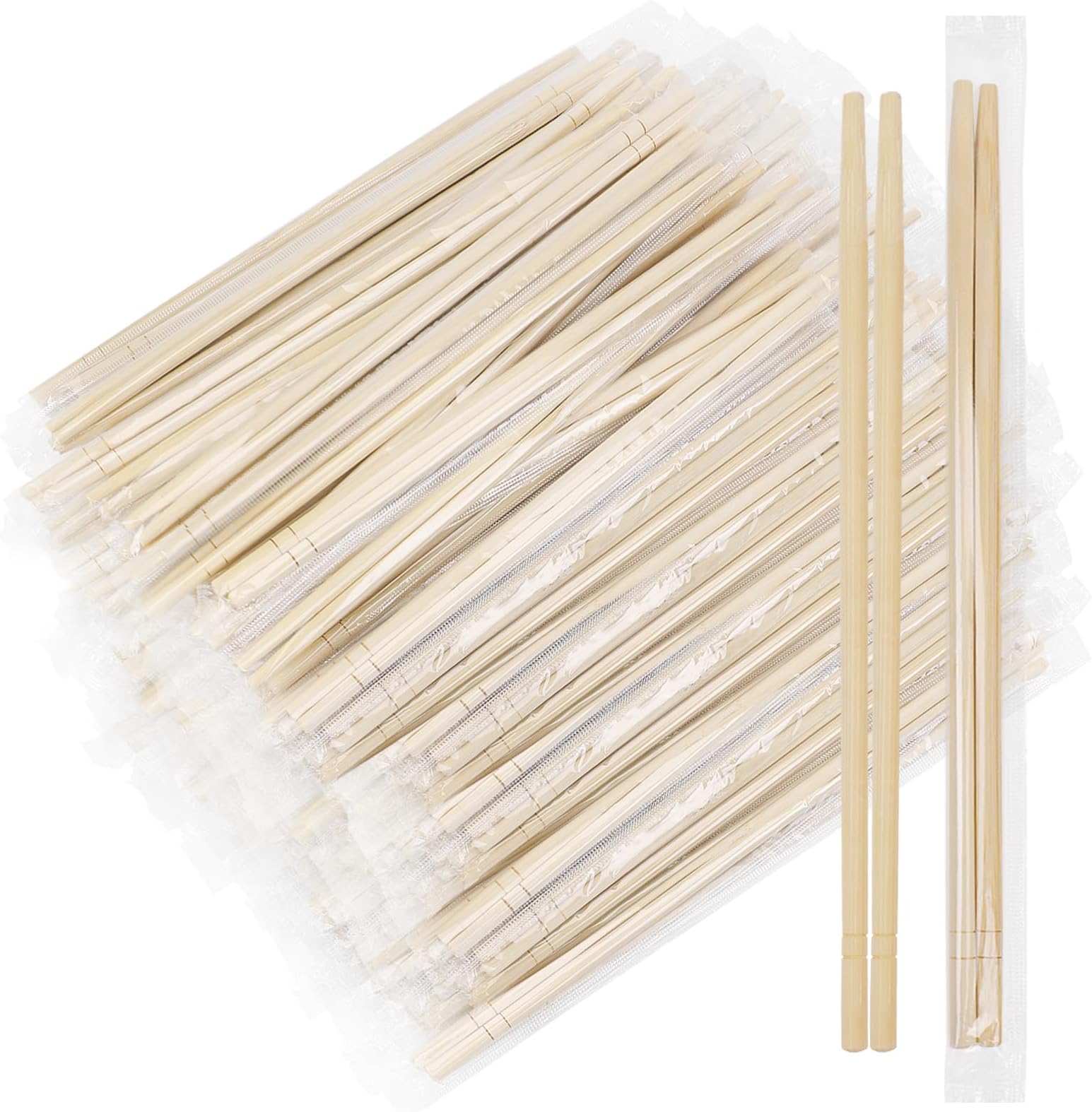800 Pairs 9 Inch Disposable Bamboo Chopsticks Bulk, Individually Clear Wrapped Separated Sleeved Chopsticks Wooden for Restaurants, Noodles, Sushi, Asian Food