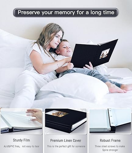 Miniatura 40 de popotop Álbum de fotos autoadhesivo con ventana de visualización de imágenes, 60 páginas, kit de suministros para álbumes de recortes para fotos