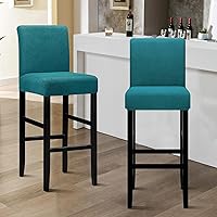 Vista 2 de Lellen Juego de 2 fundas para taburetes de bar, fundas elásticas y lavables para asientos de taburetes de bar, fundas extraíbles para sillas de bar
